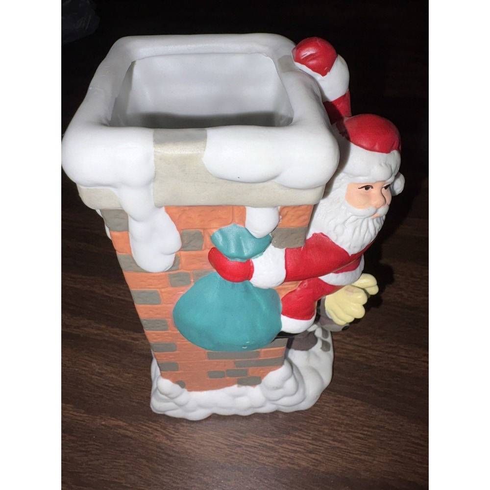 Christmas Santa Reindeer Chimney Ceramic Figurine‎ House Of Lloyd VNTG RARE 1996